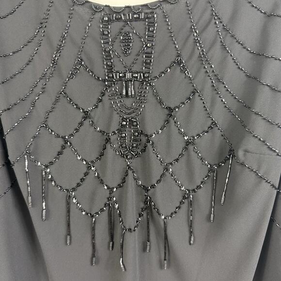 Whimsygoth Black KM Collection Maxi Dress & Scarf 10 Sequin Beaded Ruffle - Picture 5 of 16